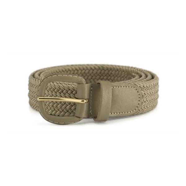 BELT STRETCH/LEATHER COVERED BUCKLE BEIGE