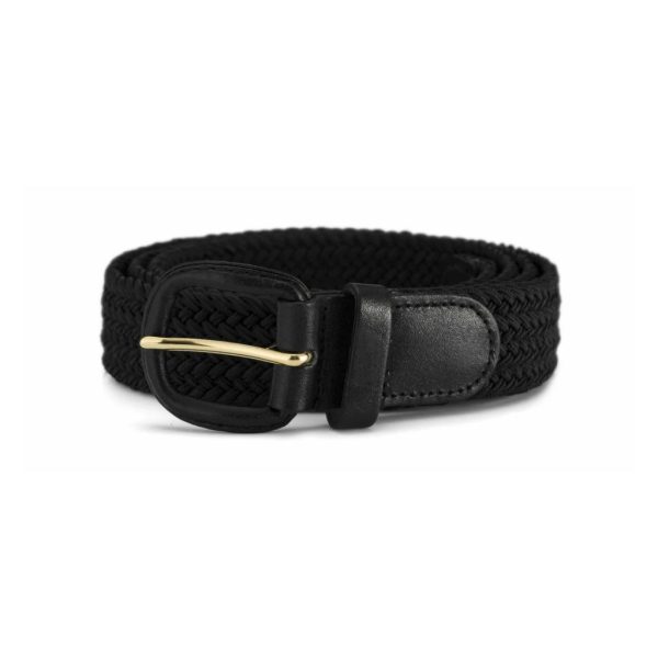 BELT STRETCH/LEATHER COVERED BUCKLE BLACK