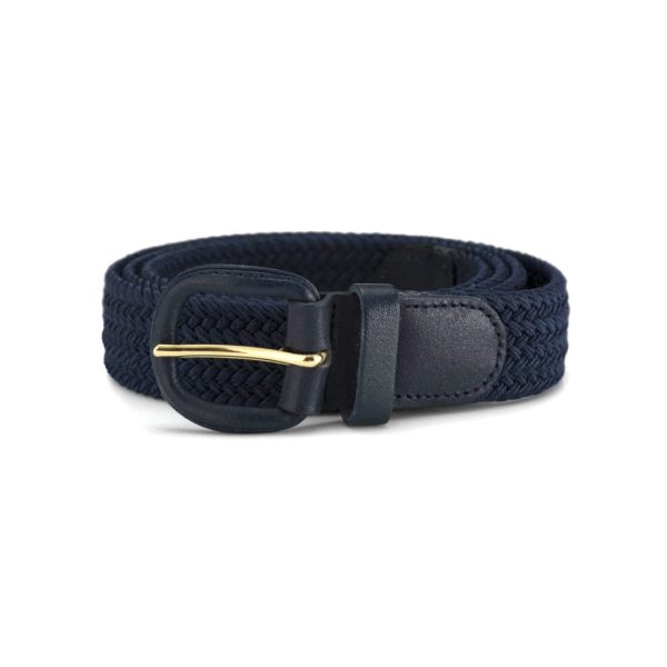 BELT STRETCH/LEATHER COVERED BUCKLE NAVY