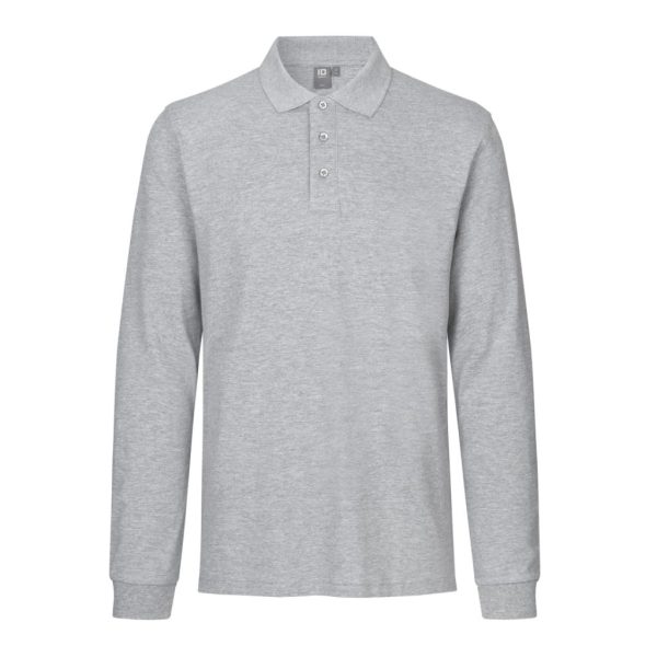 POLO SHIRT STRETCH LONG-SLEEVED GREY MELANGE