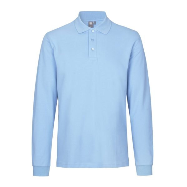 POLO SHIRT STRETCH LONG-SLEEVED LIGHT BLUE