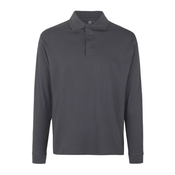 POLO SHIRT PRO WEAR LONG-SLEEVED PRESS STUD SILVER GREY