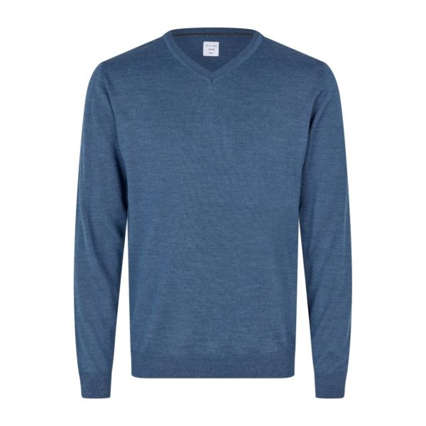 SEVEN SEAS THE KNIT V-NECK BLUE MELANGE