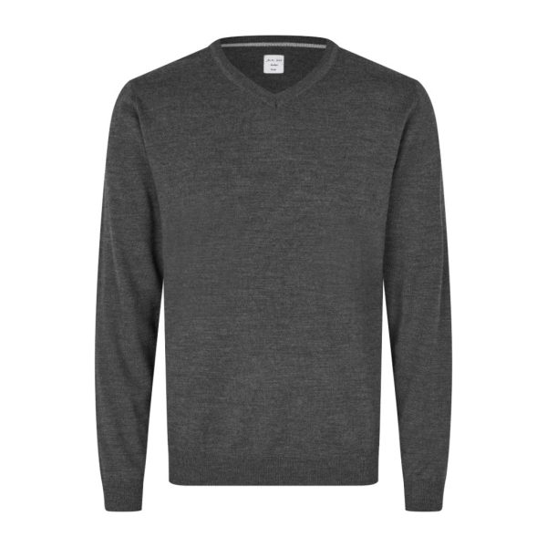 SEVEN SEAS THE KNIT V-NECK DARK GREY MELANGE