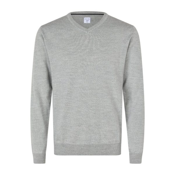 SEVEN SEAS THE KNIT V-NECK LIGHT GREY MALANGE