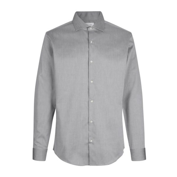 SEVEN SEAS FINE TWILL MODERN LONG-SLEEVED SILVER GREY