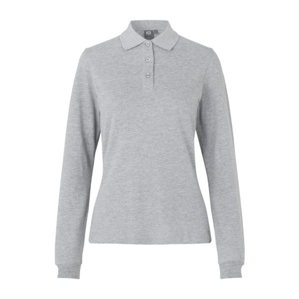 POLO SHIRT STRETCH LONG-SLEEVED GREY MELANGE W