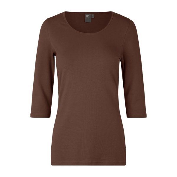 STRETCH T-SHIRT 3/4 SLEEVED MOCCA W