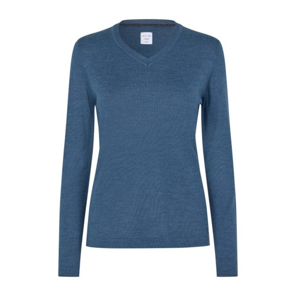SEVEN SEAS THE KNIT V-NECK BLUE MELANGE W