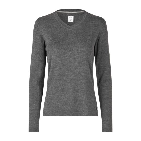SEVEN SEAS THE KNIT V-NECK DARK GREY MELANGE W