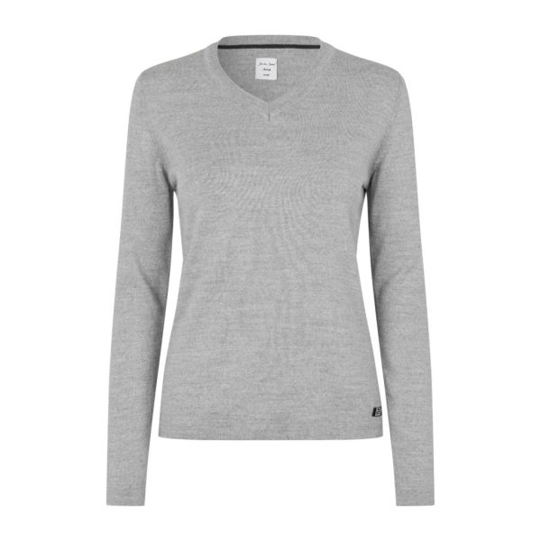 SEVEN SEAS THE KNIT V-NECK LIGHT GREY MALANGE W